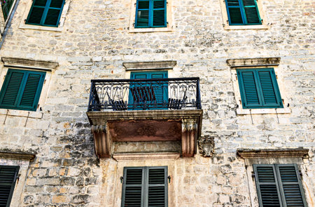 Beautiful buildings and narrow streets of the old town of Kotor, Montenegro. adriatic sea.の写真素材