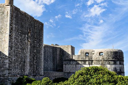 Views of the Lovrijenac Fortress tower in Dubrovnik, Croatiaの写真素材