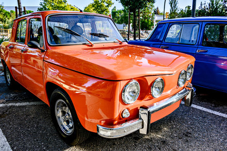 Details of an old, classic car, retro vehicle.の写真素材