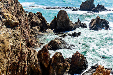 Views of the Mermaid Reef in Cabo de Gata-Níjar, Almeria, Spainの写真素材