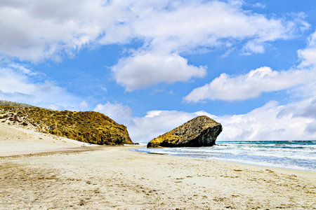 Beautiful views of Monsul beach, in Cabo de Gata, municipality of Nijar, Almeriaの写真素材