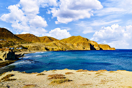 Beautiful views of the Isleta del Moro in the Cabo de Gata Natural Park, municipality of Nijar, Almeriaの写真素材