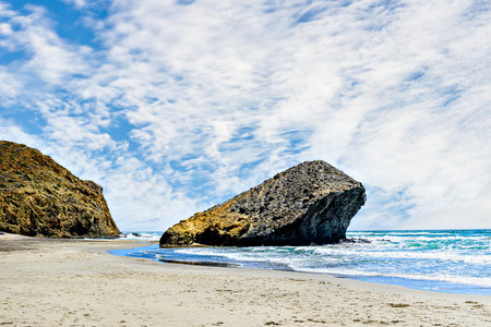Beautiful views of Monsul beach, in Cabo de Gata, municipality of Nijar, Almeriaの写真素材