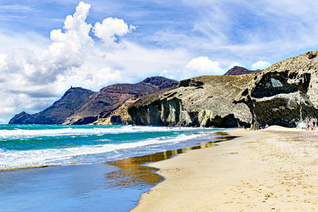 Beautiful views of Monsul beach, in Cabo de Gata, municipality of Nijar, Almeriaの写真素材