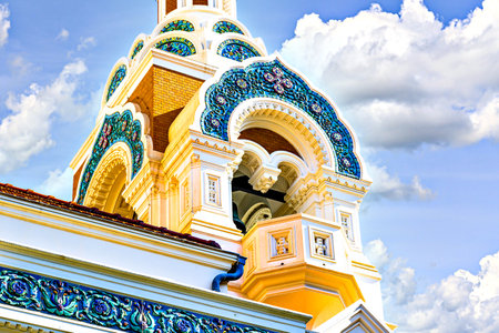 Saint Nicholas Cathedral, Russian Orthodox church, neo-Russian style located in Nice, Franceの写真素材
