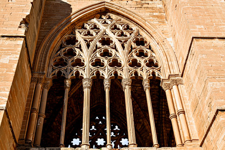 Image of the Seu Vella or New Cathedral, in Romanesque style, it is the emblematic monument of the city of Lerida, Catalonia, Spainの写真素材