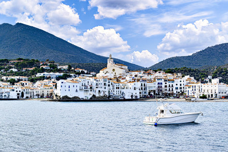 Beautiful views of the picturesque village of CadaquÃ©s, Costa Brava, Girona, Catalonia, Spainの写真素材