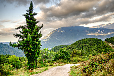 Beautiful landscape of the mountains of La Coma and La Pedra in the region of Solsones, province of Leridaの写真素材