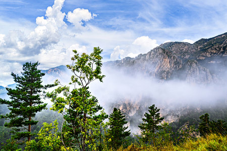 Beautiful landscape of the mountains of La Coma and La Pedra in the region of Solsones, province of Leridaの写真素材