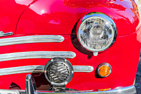 Details of an old, classic car, retro vehicle.の写真素材