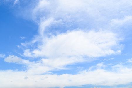 Blue sky background with tiny clouds. Nature cloud blue sky background.の写真素材