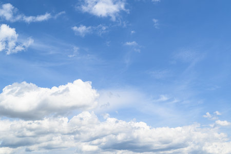 blue sky background with tiny clouds, nature cloud blue sky background.の写真素材