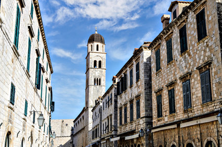 Stradum (Square), main street in the old town of Dubrovnik, Croatia, next to the Franciscan Church-Monasteryの写真素材