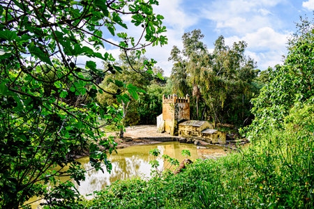 Algarrobo flour mill next to the banks of the Guadaira River, within Oromana Park in AlcalÃ¡ de Guadaira, Sevilleの写真素材