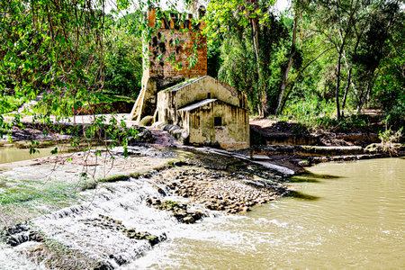 Algarrobo flour mill next to the banks of the Guadaira River, within Oromana Park in AlcalÃ¡ de Guadaira, Sevilleの写真素材