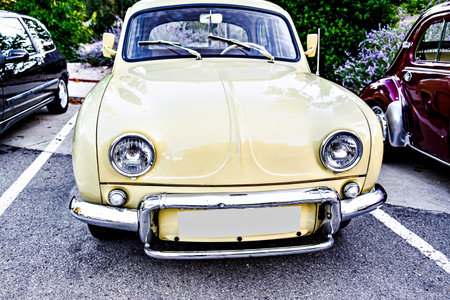 Details of an old, classic car, retro vehicleの写真素材