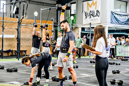 Granollers, Barcelona; October 25, 2025: Participants in the Buffalo CrossFit Games competition at...