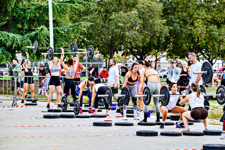 Granollers, Barcelona; October 25, 2025: Participants in the Buffalo CrossFit Games competition at Granoller Ranchのeditorial素材