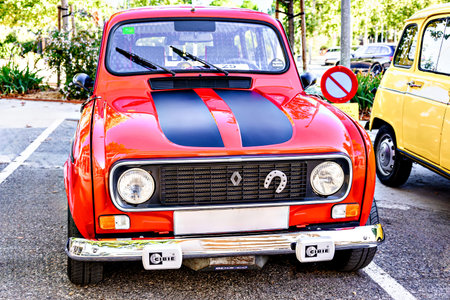 Igualada, Barcelona, â€‹â€‹Spain; May 10, 2025: A classic Renault 4 on display on the...