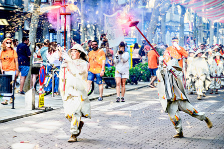 Igualada, Barcelona, â€‹â€‹Catalonia; August 23, 2025: The city's main festival, where the...