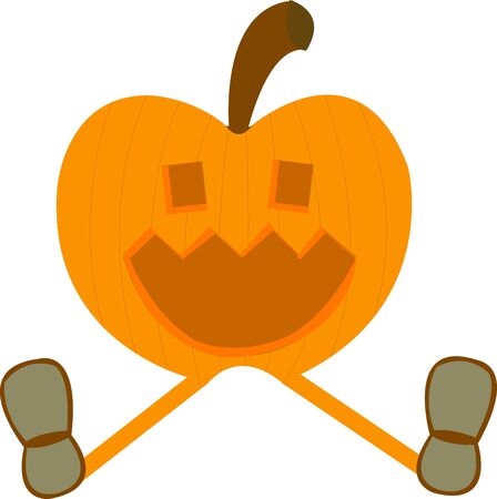 Smiling pumpkin wearing shoesのイラスト素材