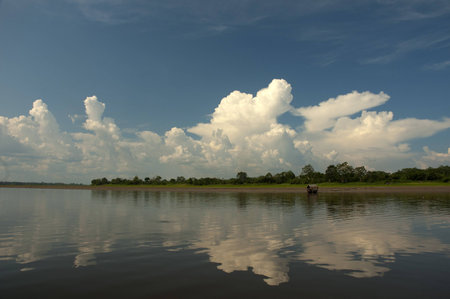 Clouds over the Amazon Riverの写真素材