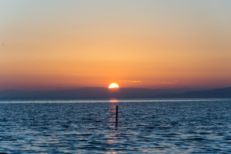 Sunset on the mediterranean seaの写真素材