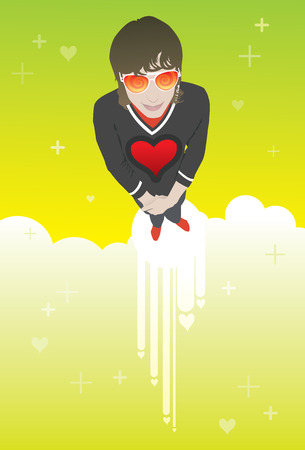 heart love drug Style Men Valentines Day Posing Peopleのイラスト素材