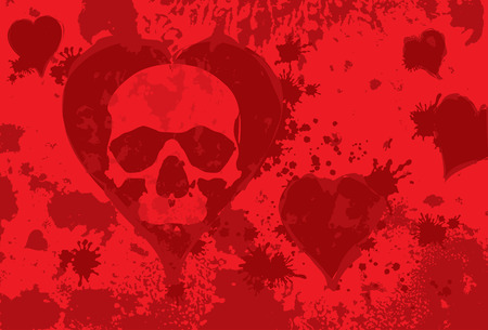 Spot on background of the skull in heartのイラスト素材