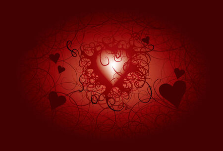 Heart pattern background. Curlicues on background heart Valentines Dayのイラスト素材