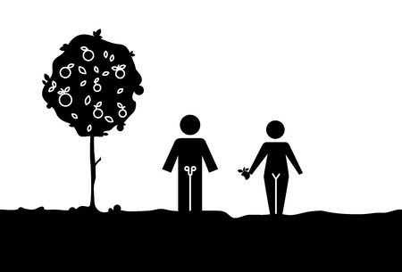  Garden Adam and Eva familyのイラスト素材