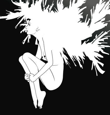 Wind in hair style fashion beautiful background sketchのイラスト素材