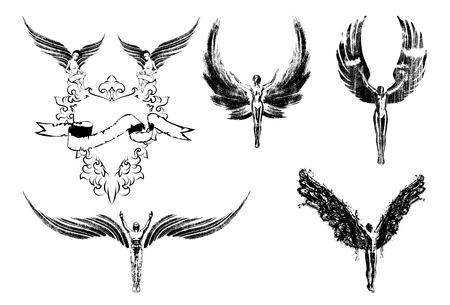 Six angels religion people symbol sign flyingのイラスト素材