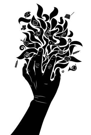 Silhouette creative hand art artistのイラスト素材