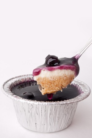 blueberry cream cheese pie on white backgroundの写真素材