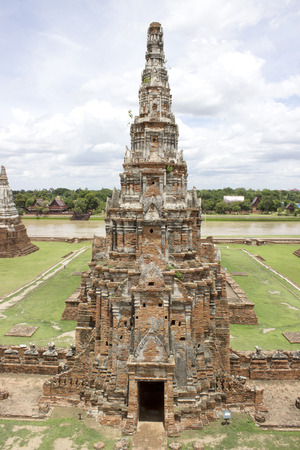 Pagoda  of Chaiwatthan temple at Ayutthayaの写真素材