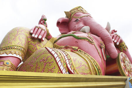 The pink Ganesha at Chachoengsao Provinceの写真素材