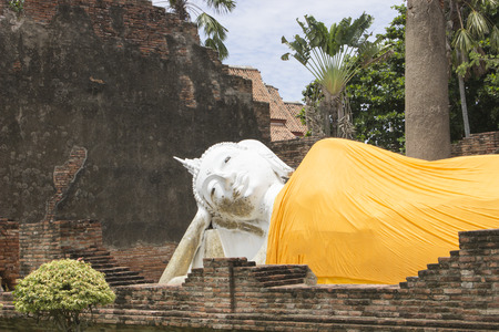 Reclining Buddha of Yai Chaimongkol temple at Ayutthayaの写真素材