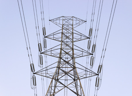 The High voltage power pylons towerの写真素材