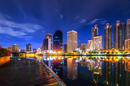 Bangkok city town and the water park, Thailand.のeditorial素材