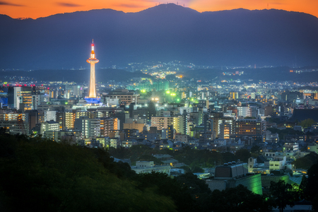 The beautiful of Kyoto city during sunset, Japan.のeditorial素材