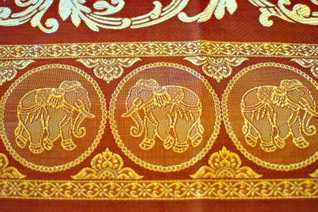 Art elephants pattern on textileの写真素材