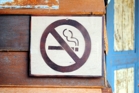 Don t smoking logo on woodの写真素材