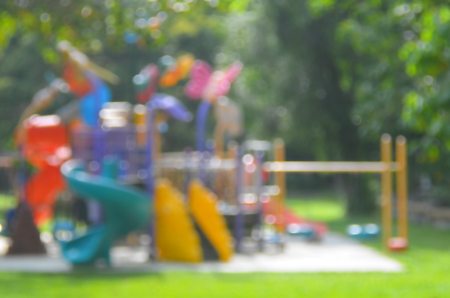 Blur playground in green nature park abstract background.の写真素材