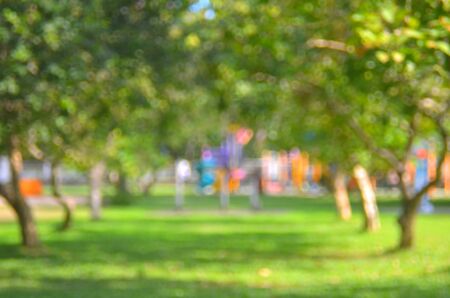 Blur empty country road and green nature bokeh tree abstract background.の写真素材