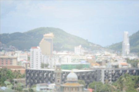 Blur building in city with sun light abstract background.の写真素材