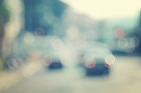 Blur traffic road transport with building abstact background.Retro color style.の写真素材
