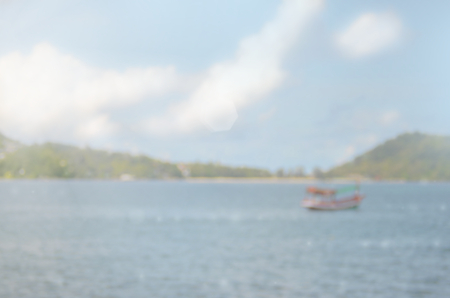 Blur boat on tropical beach abstract background.の写真素材