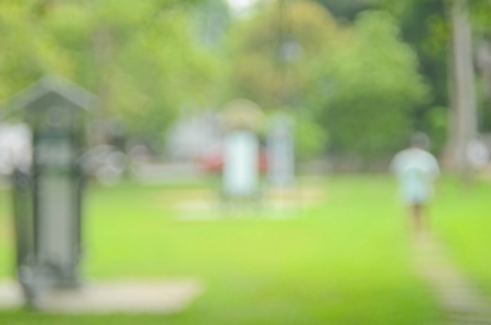 Blur outdoor fitness in green nature park abstract background.の写真素材