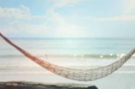 Blurred hammock on beach abstract background.vintage color style.の写真素材